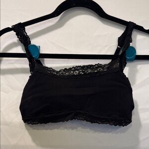 PINK Victoria's Secret Black Lace Bralette Adjustable Straps XS Ribbed Trim